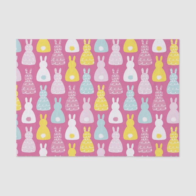Ostersonniges Kaninchenmuster Seidenpapier (Vorderseite)