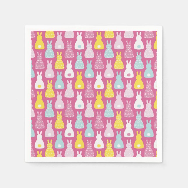 Ostersonniges Kaninchenmuster Serviette (Vorderseite)
