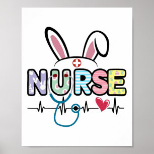 Ostersonniges Stethoskop Heartbeat Medical Nurse D Poster