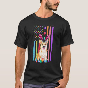 Ostersonntag Amerikanische Eier Flagge Corgi Hund T-Shirt