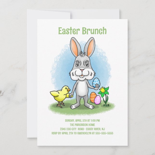 Ostersonntagbrunch mit dem Osterhasen Einladung (Vorderseite)