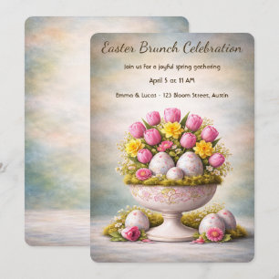 Ostersonntags-Brunch-Einladung Tulpen Floral Frühl Einladung