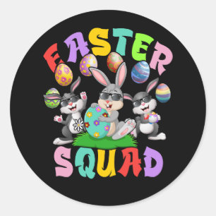 OsterSquad Bunnies Eggs Family Matching Christia Runder Aufkleber