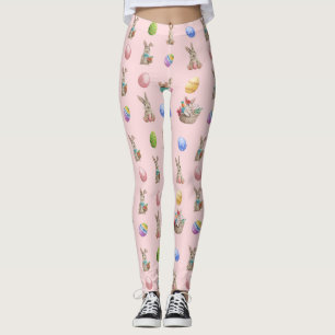 Osterstäbchen und farbige Eier auf Rosa Leggings