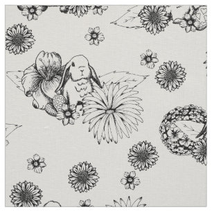 Osterstoff Bunny Spring Blumenmuster Stoff