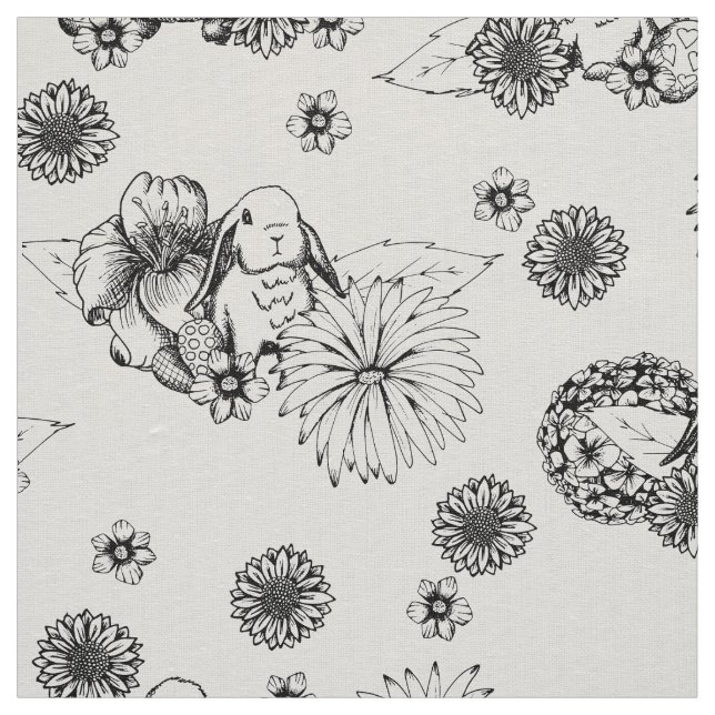 Osterstoff Bunny Spring Blumenmuster Stoff (Muster)