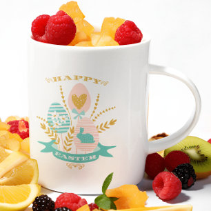Ostersymbolen bouquet und Happy Oaster Text Zweifarbige Tasse