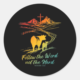 Ostert-Shirt Folge dem Wort, nicht der Herde Römer Runder Aufkleber