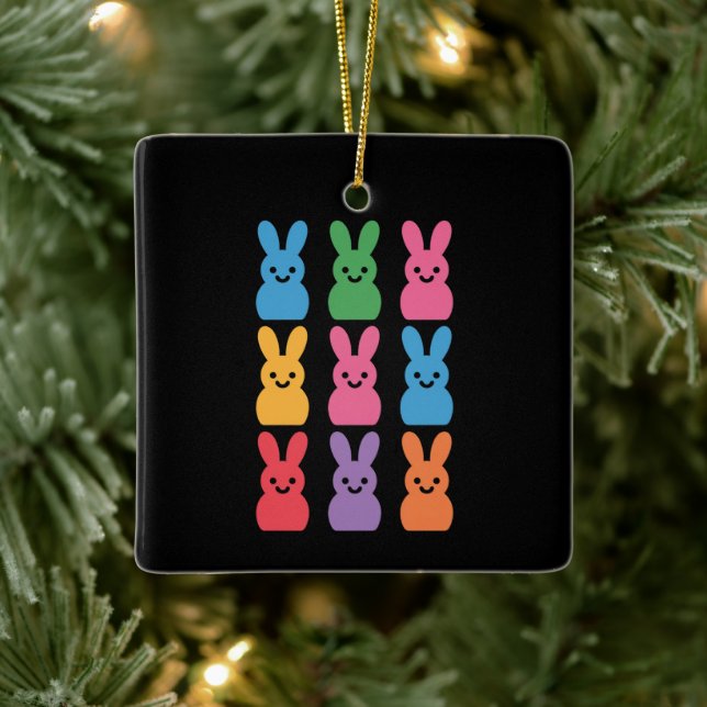 Ostertag Bunny Eggs Kariert Leopard Keramikornament (Baum)