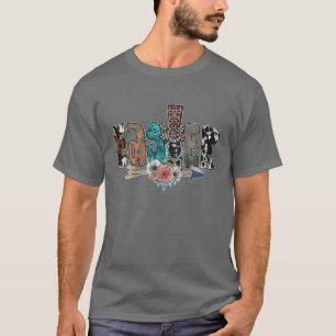 Ostertag Cowhide Leopard Türkis Western T-Shirt