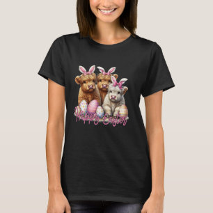 Ostertag Highland-Kuh Häschen Hasenohren Eiersuche T-Shirt