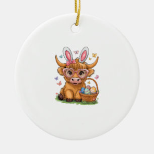 Ostertag Highland-Kuh Süßer Osterhase Landwirt W Keramik Ornament