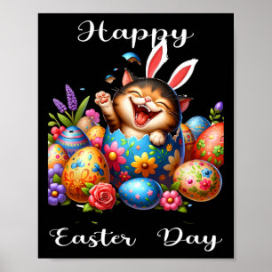 Ostertag Katze Bunny Ears Eier für Männer Frauen K Poster