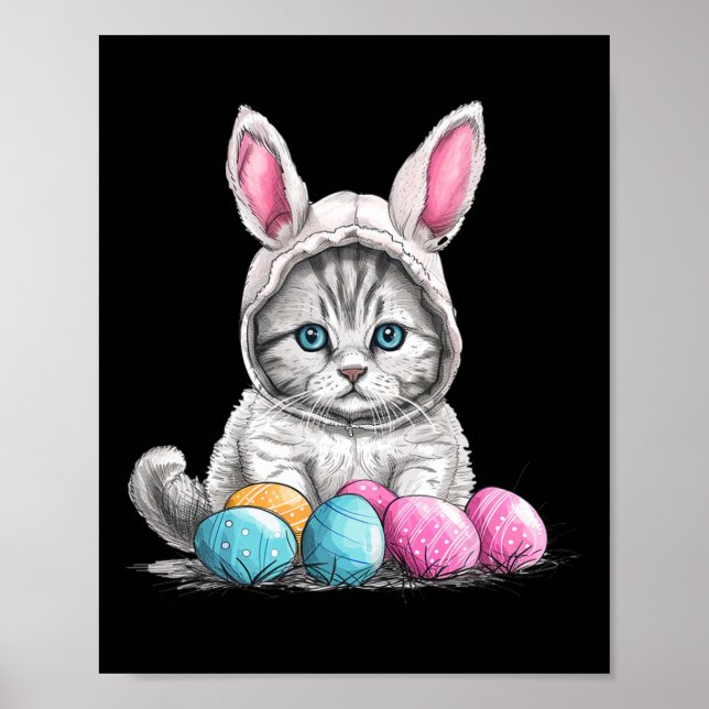Ostertag Katze Osterkatze Ostereier Poster (Vorne)