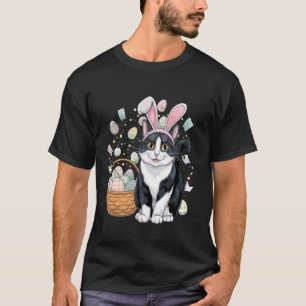 Ostertag Katzen-Hasenohren Eier Grafik Männer Frau T-Shirt