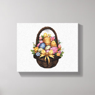 Ostertag - Korb mit bunten Eiern Blume Leinwanddruck
