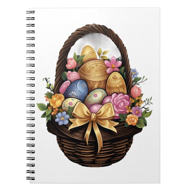 Ostertag - Korb mit bunten Eiern Blume Notizblock (Vorderseite)