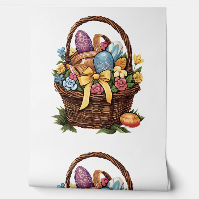 Ostertag - Korb mit bunten Eiern Blume Tapete (Abrollen)
