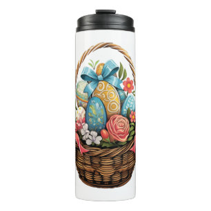 Ostertag - Korb mit bunten Eiern Blume Thermosbecher