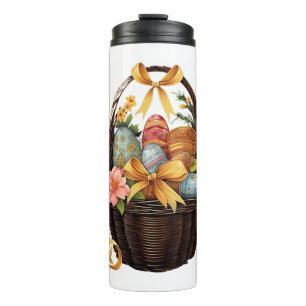 Ostertag - Korb mit bunten Eiern Blume Thermosbecher