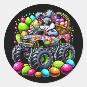Ostertag Monster Truck Bunndy Ostereier Runder Aufkleber