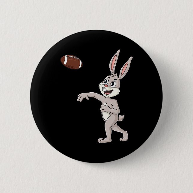 Ostertag Rabbit Football Quarterback Spaß Boys Gi Button (Vorderseite)