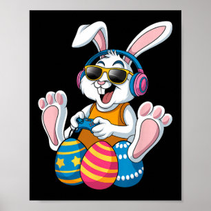 Ostertag Rabbit Gamer Funny Video Games Jungs Kind Poster