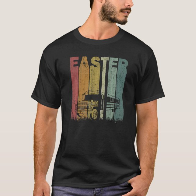 Ostertag Schulbusfahrer Retro Graphic Easter T-Shirt (Vorderseite)