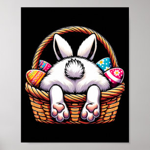 Ostertag süßer Hase Korb Jagd Schokoladenei Poster