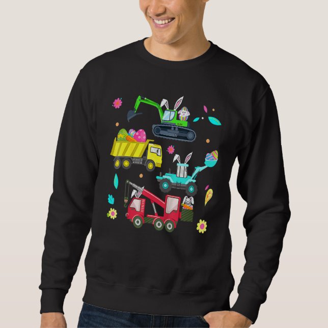 Ostertagen Kranwagen Bau Bunny Ears Ei Sweatshirt (Vorderseite)