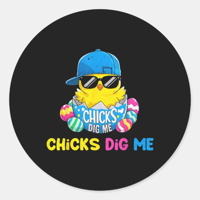 Ostertages-Chicks Dig Me Cool Hatchick Runder Aufkleber (Vorderseite)
