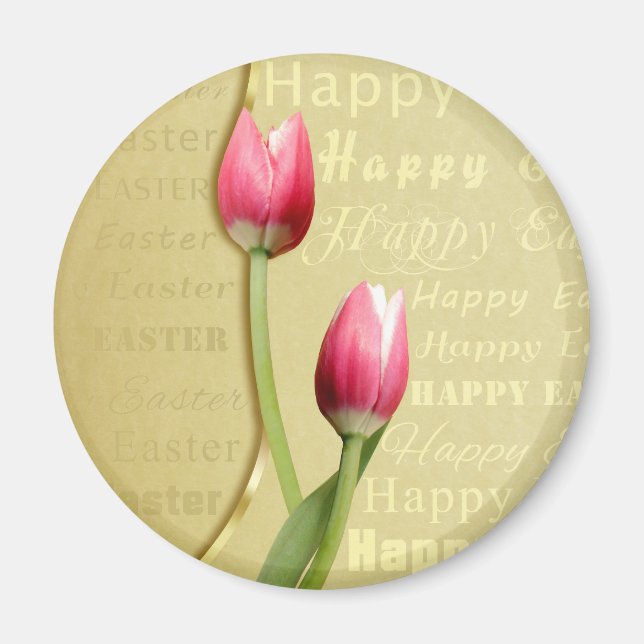 Ostertulips Gold Typografie Magnet (Vorne)