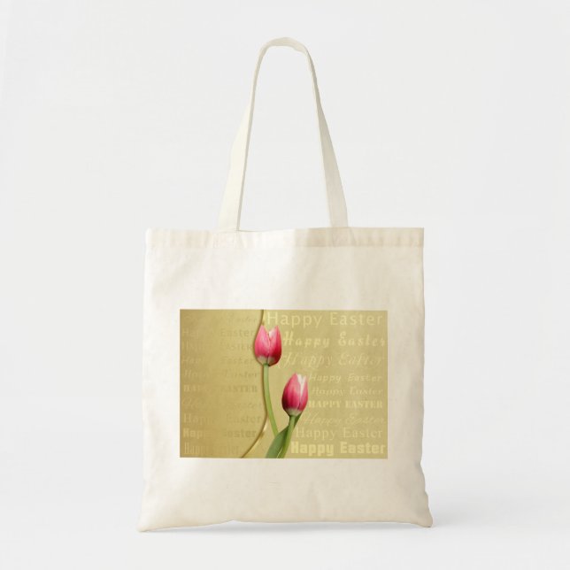 Ostertulips Gold Typografie Tragetasche (Vorne)