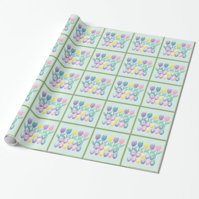 Ostertulpen Eier Happy Oaster Wrapping Paper Geschenkpapier (Ungerollt)