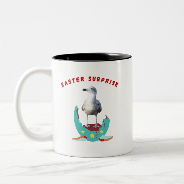 Osterüberraschung Seagull-Tasse Zweifarbige Tasse (Links)