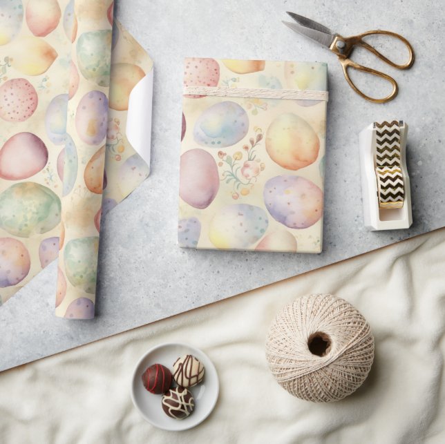 Osteruntergrund mit Frühlingsblumen, farbiges Ei Geschenkpapier (Basteln)