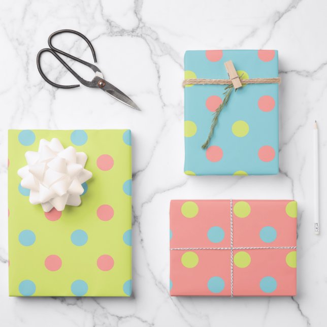 Osterurlaub Polka Dot Pattern Collection Geschenkpapier Set (Vorderseite)