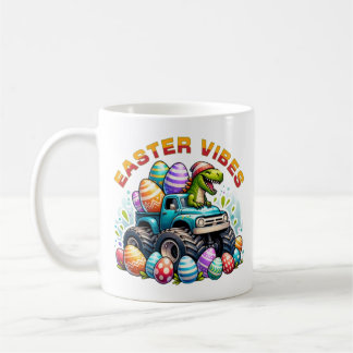 Ostervibes Dino auf Monster Truck mit Ostereier Kaffeetasse