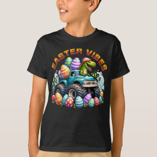 Ostervibes Dino auf Monster Truck mit Ostereier T-Shirt