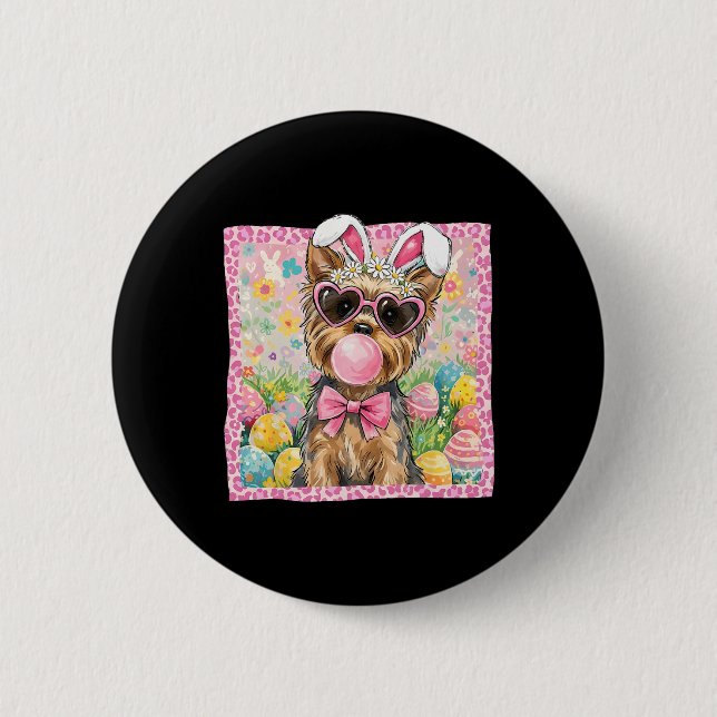 Ostervierkanterrier-Hundemama Osterhase Frühling  Button (Vorderseite)