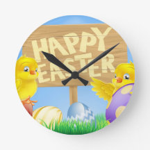 Ostervögel und Eier mit Schild