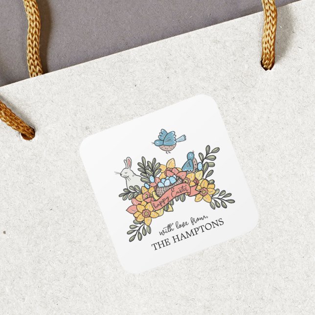 Ostervögel und Sonnenschein-Gütesiegel Quadratischer Aufkleber (Von Creator hochgeladen)