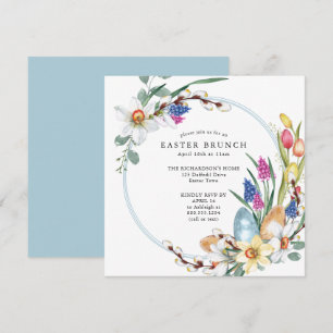 Ostervorladung mit Narzissen und Frühlingsblumen Einladung
