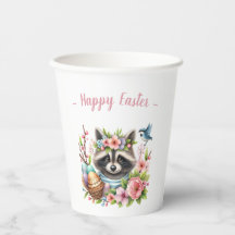 Osterwasserfarbe Raccoon Eier und Blume
