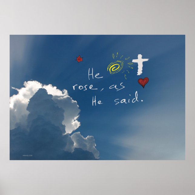Osterwiederauferstehung Er ist riskiert Jesus Rose Poster (Vorne)