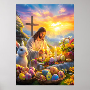 Osterwiederauferstehung Jesus Religion Mauer Art Poster