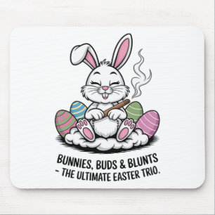 Osterwitz Humorvolle Hasen Knospen Stumpfe Trio  Mousepad