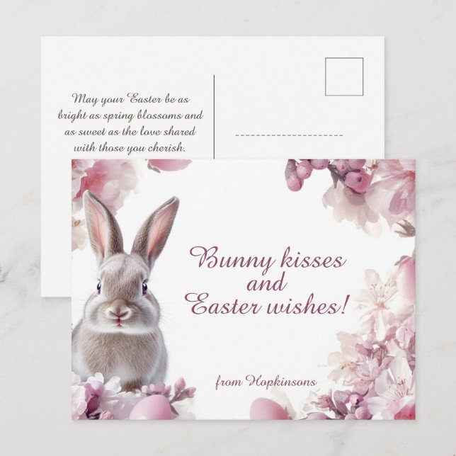 🐇 Osterwünsche Feiertagspostkarte (Vorne/Hinten)