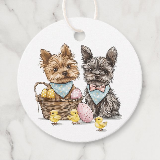 OsterYorkshire Terrier Dogs Geschenkanhänger (Vorderseite)