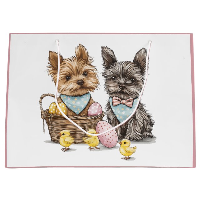 OsterYorkshire Terrier Dogs Große Geschenktüte (Vorderseite)